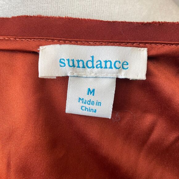 SUNDANCE Burnt Orange Velvet Floral Embroidered BoHo Festival Bell Sleeve M Top - Picture 10 of 11